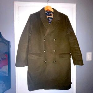 Men's Tallia Olive Double-Breasted Coat Size Large